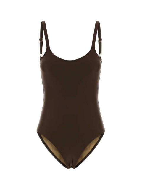 AMI Paris Ami Women Brown Stretch Nylon Swimsuit