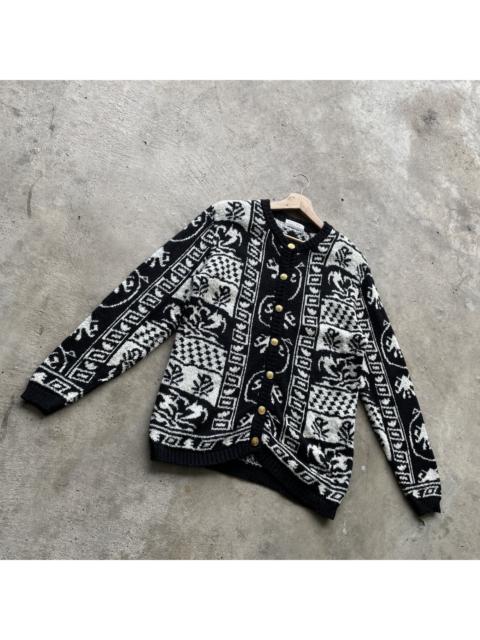 Other Designers Cardigan - Vintage Palls Pyra Black/White Full Print Button Up Cardigan