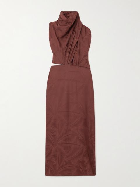 Johanna Ortiz Finding Balance Draped Cutout Jacquard Midi Dress