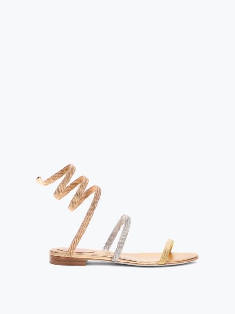 RENE CAOVILLA TRIGOLD CLEO THREE-TONED FLAT SANDAL 10
