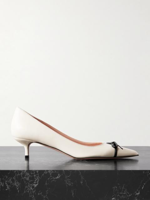 Valentino Bepointy 45 Bow-embellished Two-tone Leather Pumps
