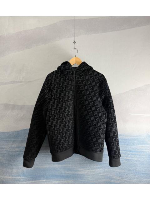 FENDI Fendi black hooded scuba-jersey jacket with all-over flocked print