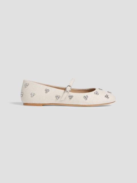 Stuart Weitzman Tammy crystal-embellished canvas Mary Jane flats