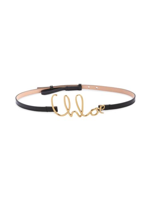 Chloé Chloé Script Logo Buckle Leather Belt in Black at Nordstrom