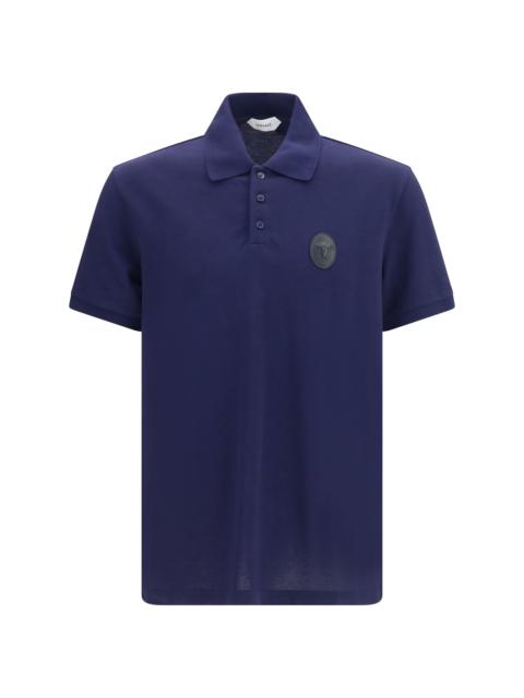 VERSACE Versace Cotton Piqué Polo with Medusa Patch Dark Navy
