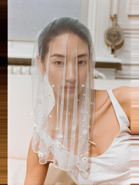 BERNADETTE Short Veil Pearl Embroidery
