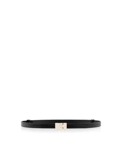 TOM FORD TEJUS-EFFECT PRINTED LEATHER INTERLOCK T BELT