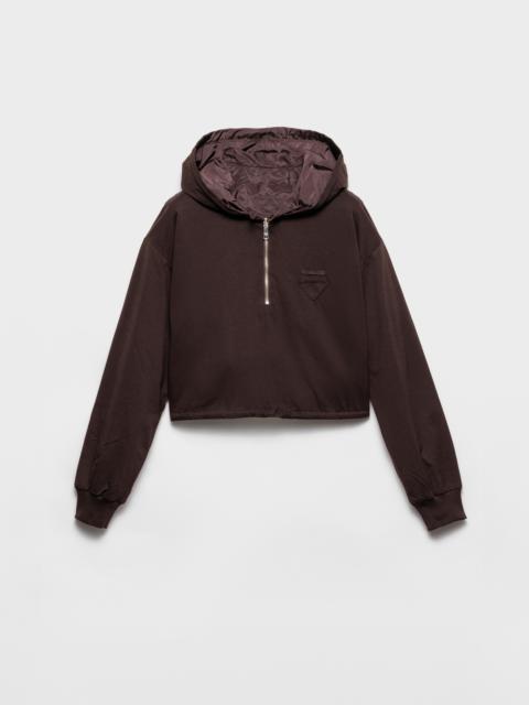 Prada Reversible cotton jersey and Re-Nylon hoodie