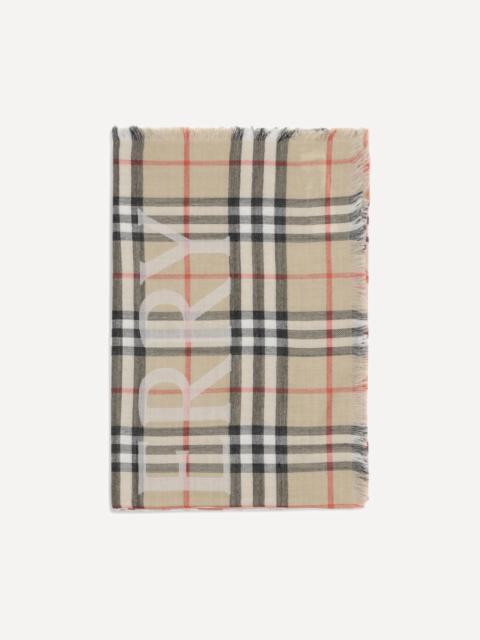 Burberry Wide wool and silk Check Scarf with EKD