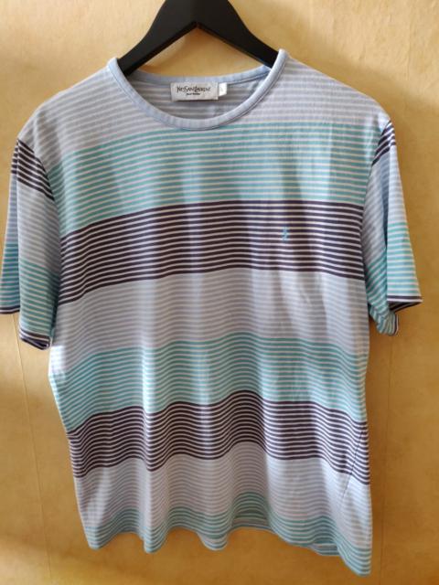 SAINT LAURENT YSL Blue White Striped T-Shirt