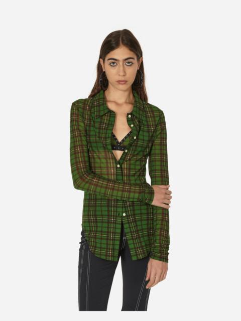 PRISCAVera Tartan Button Down Top Green