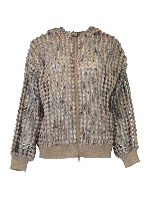 Brunello Cucinelli Embroidered Balloon Net Cardigan