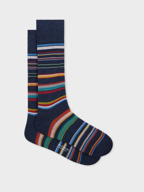 Paul Smith Navy Marl Stripe Socks