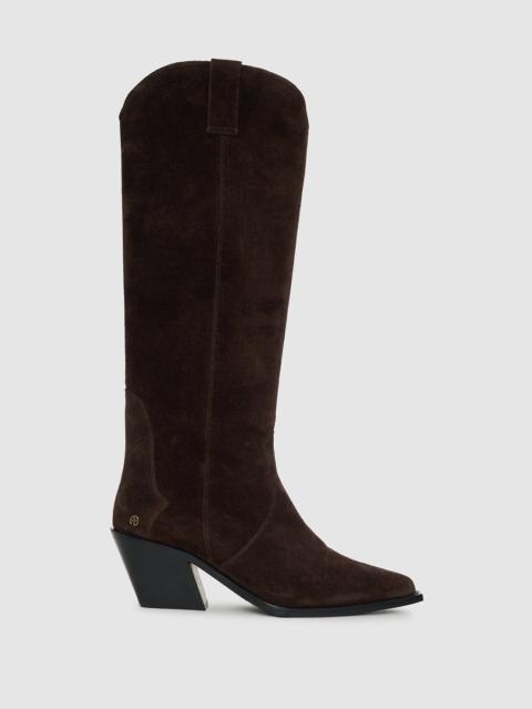 ANINE BING Tall Tania Boots - Dark Brown Suede