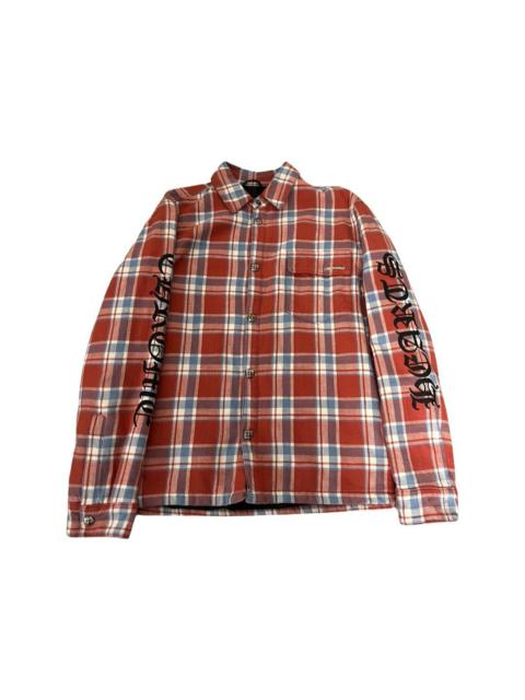 Chrome Hearts Red Lined plaid checkered flannel jacket