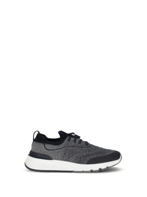 Brunello Cucinelli Brunello Cucinelli Techno Cotton Knit Sneakers Blue