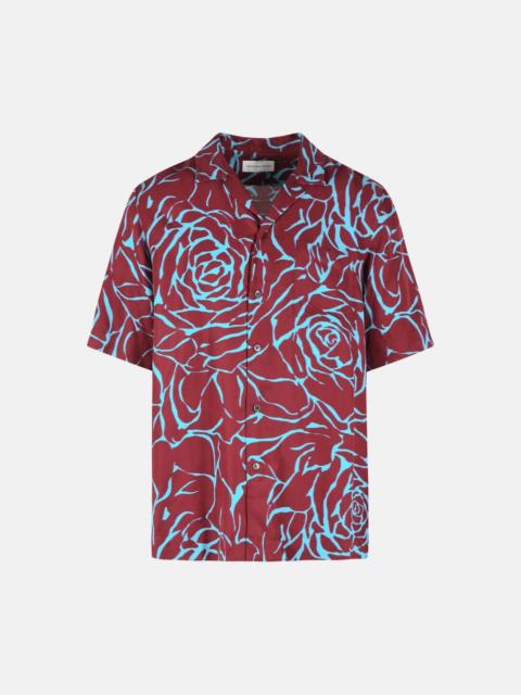 Dries Van Noten 'CARLTONE' BURGUNDY AND LIGHT BLUE VISCOSE SHIRT