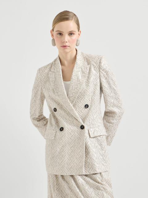 Brunello Cucinelli Dazzling maxi chevron embroidery blazer in linen