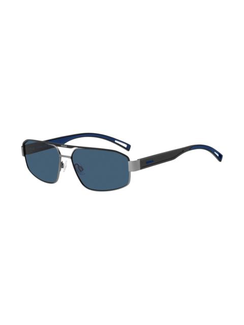 HUGO BLUE-TRIM SUNGLASSES WITH LOGO BRIDGE