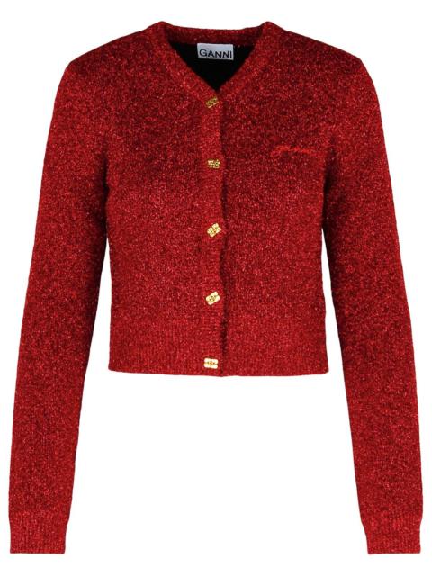 GANNI Ganni 'Sparkle' Red Wool Blend Cardigan Women