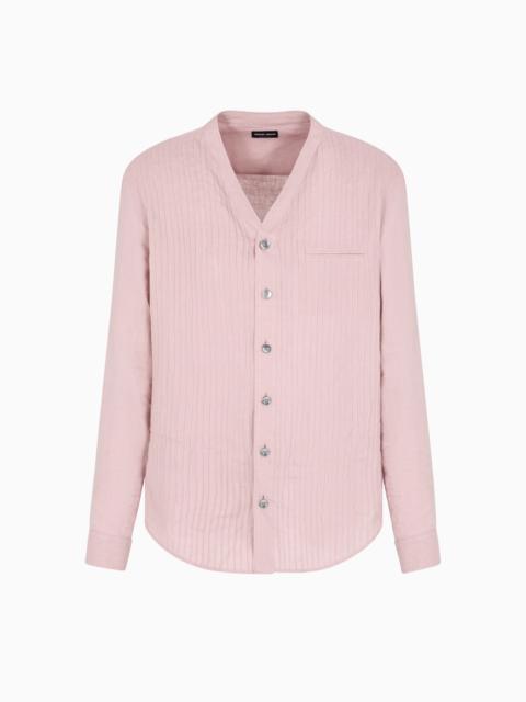 GIORGIO ARMANI REGULAR-FIT LINEN SHIRT WITH FRONT RIBS