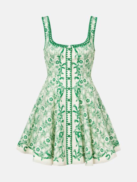 ALÉMAIS Olive printed linen and cotton minidress