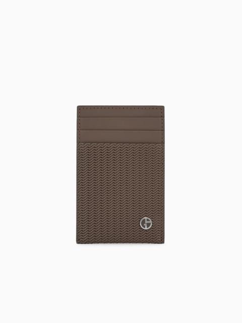 GIORGIO ARMANI Card holder in embossed leather