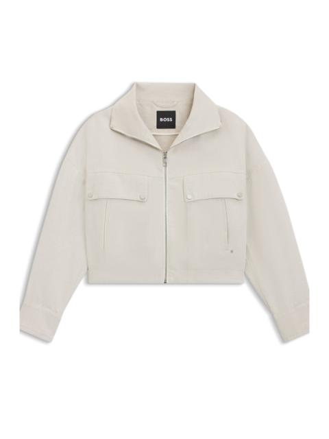 BOSS RELAXED-FIT BLAZER IN COTTON-LINEN TWILL