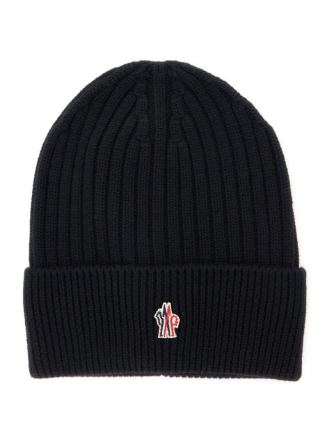 Moncler Grenoble Moncler Grenoble Men Black Beanie With Turn-Up Brim And Logo Patch On The Front In Wool Man