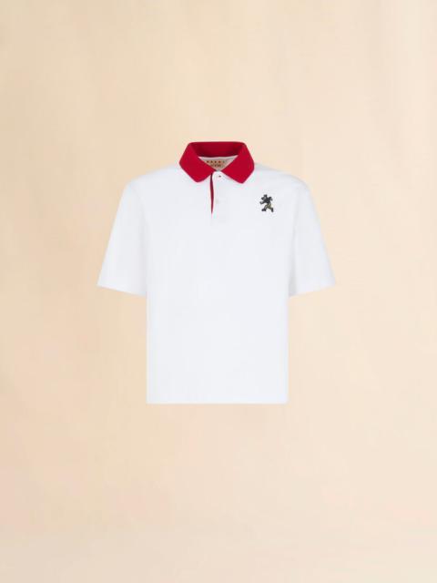 Marni WHITE COTTON PIQUÉ POLO SHIRT
