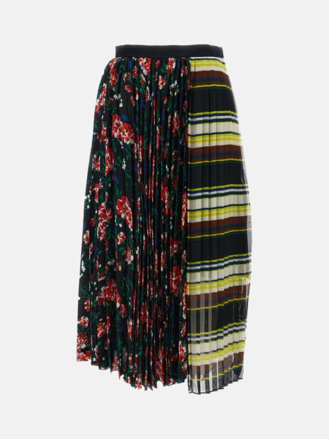 sacai Sacai Women Pattern Mix Pleated Skirt