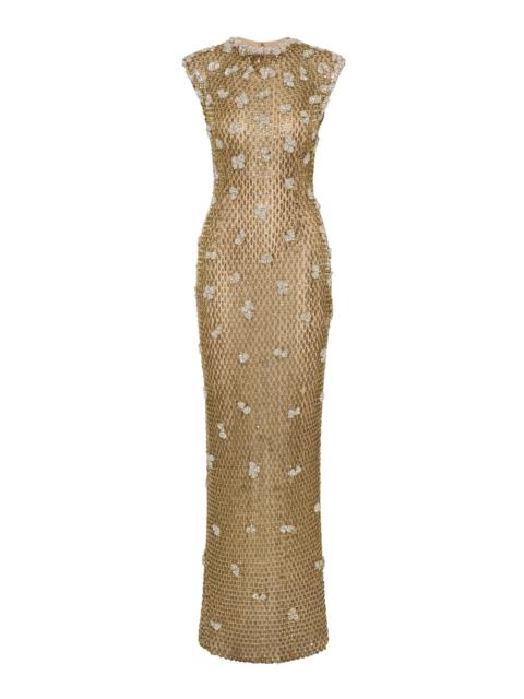RACHEL GILBERT Solana Embellished Tulle Gown gold