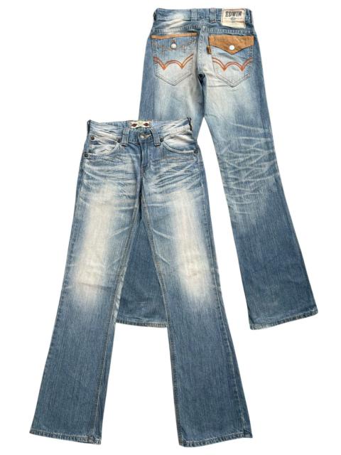 Other Designers Japanese Brand - Vintage Edwin Leather Pocket Flare Bootcut Denim Jeans 30x34