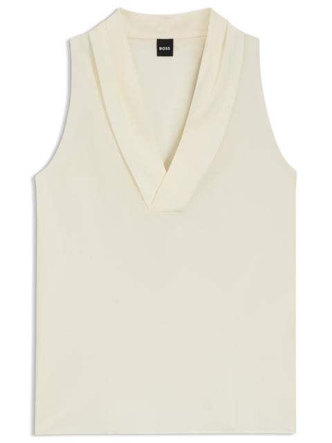 BOSS SLEEVELESS BLOUSE IN SANDWASHED SILK WITH V NECKLINE
