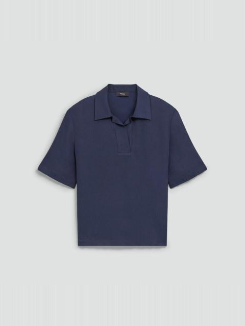 Theory Oversized Polo Shirt in Silk Georgette