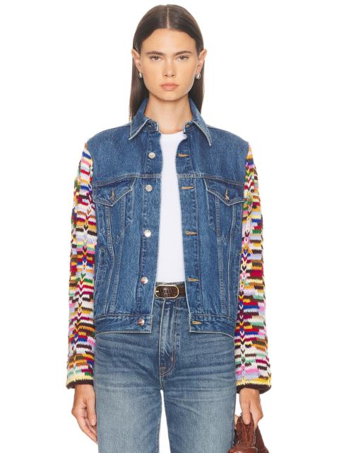 Monse Crochet Sleeves Denim Jacket