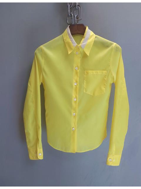 Helmut Lang Vintage Bright Yellow Sheer Shirt with Contrast Collar