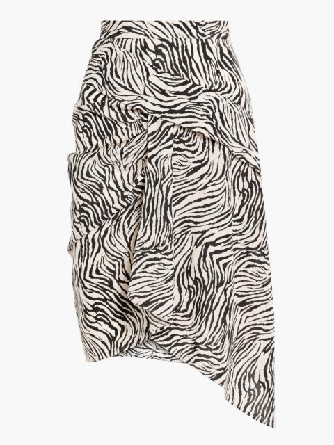 Isabel Marant Roly asymmetric zebra-print silk-blend crepe de chine skirt
