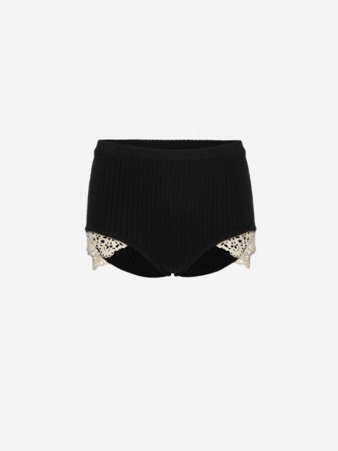 MAGDA BUTRYM Cashmere crochet-trim shorts in black