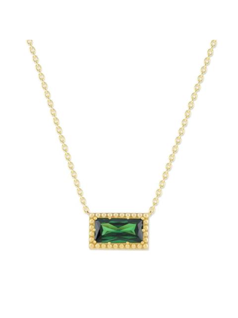 Other Designers DiamondMuse Belacqua Emerald May Birthstone Baguette Pendant Necklace in 14K Gold Plated Sterling Si