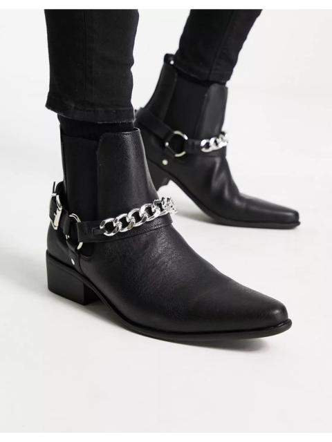 Other Designers Asos - Truffle Collection Wide Fit Chain Western Boots (SOLDOUT)