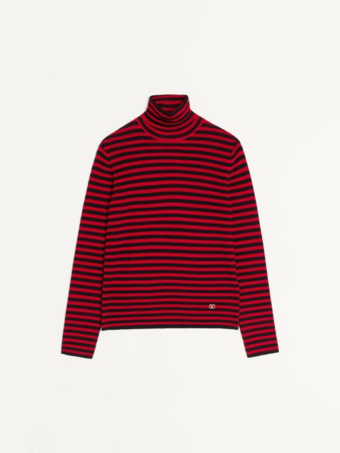 Valentino VALENTINO HIGH-NECK WOOL SWEATER WITH VLOGO PATCH