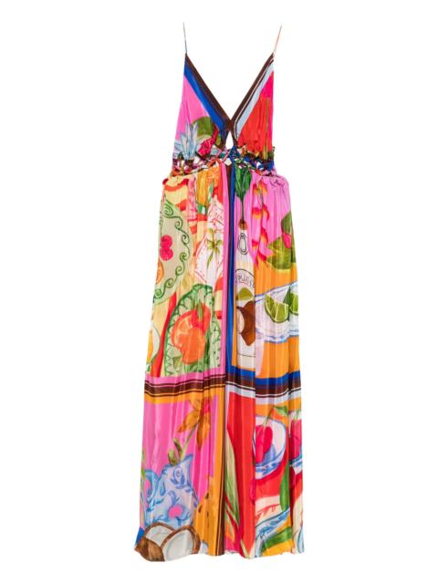 FARM RIO macrame-yoke maxi dress