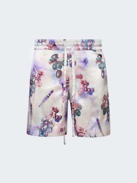 NAHMIAS Silk Shorts Grape Print