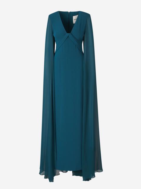 ROLAND MOURET MAXI CREPE LAYERED DRESS