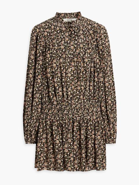 Other Designers Essex shirred floral-print silk crepe de chine mini dress
