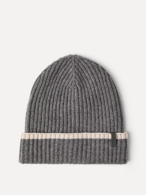 Brunello Cucinelli Cashmere English rib knit beanie with monili