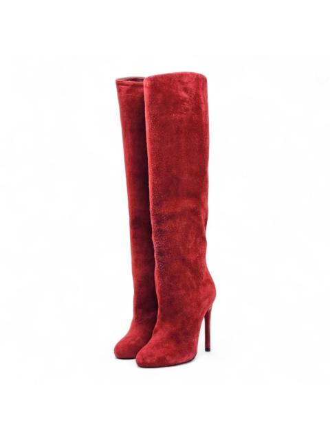 Christian Louboutin Vitish Suede Knee High Boots Red EU 35.5 US 5 - New $1950