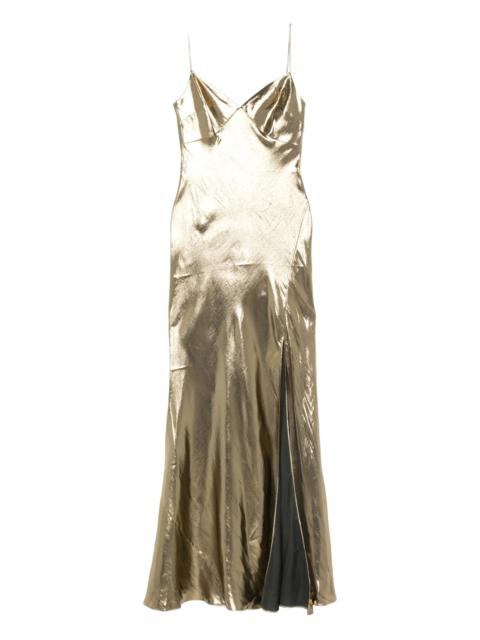 self-portrait metallic-effect maxi dress