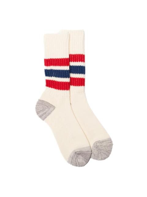 ROTOTO® Rototo Coarse Ribbed Old School Crew Socks Chili Red/Blue
